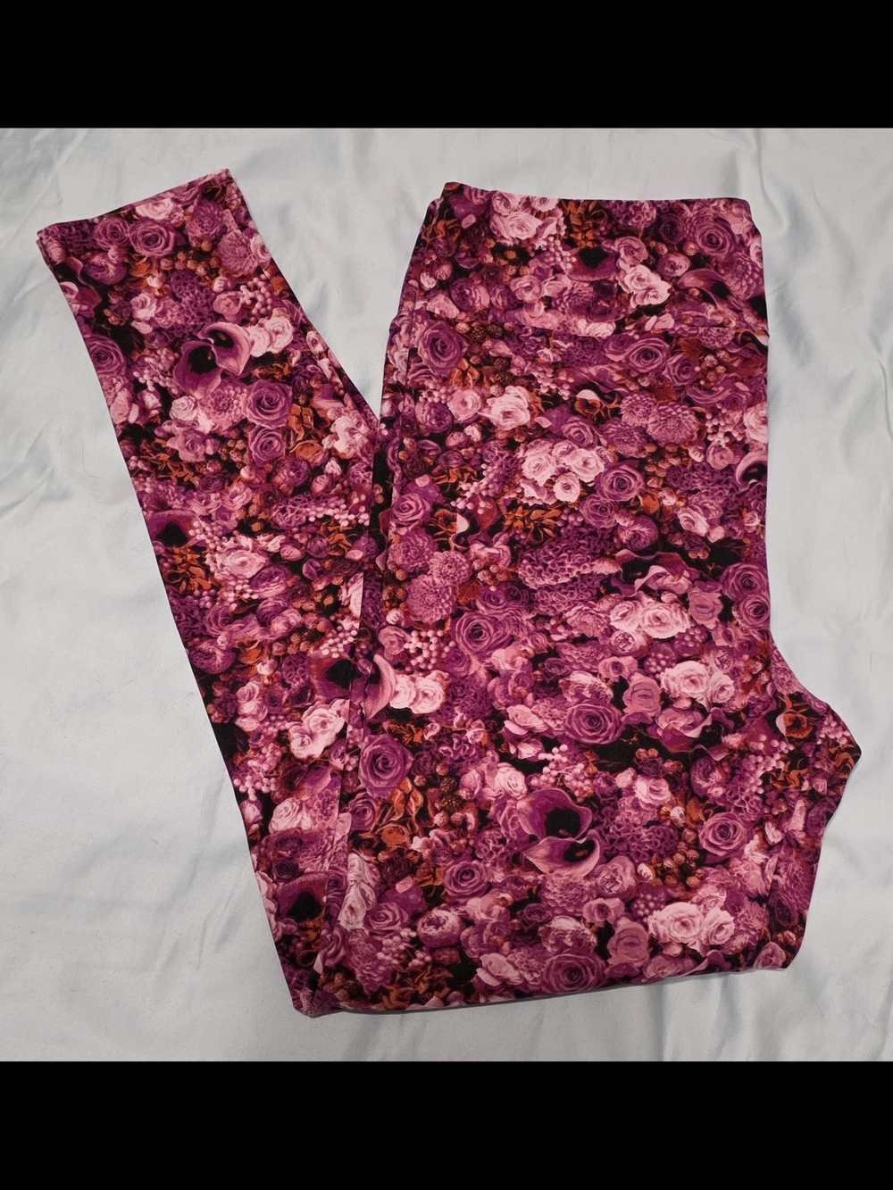 LuLaRoe 2020 HTF Breast Cancer Awareness Leggings Pink Roses Sz 12-18 T/C